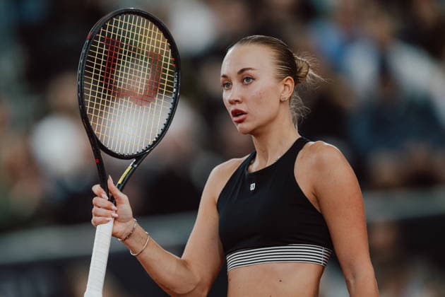 TENNIS - WTA, Tennis Damen Upper Austria Ladies Linz LINZ,AUSTRIA,12.APR.26 - TENNIS - WTA Tour, Upper Austria Ladies Linz. Image shows the rejoicing of Anastasia Potapova (AUT).  GEPAxpictures xAlexanderxSolc