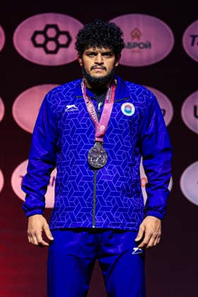 Senior Wrestling Asian Championships Podium 86kg FS - Silver: Mukul Dahiya (IND)