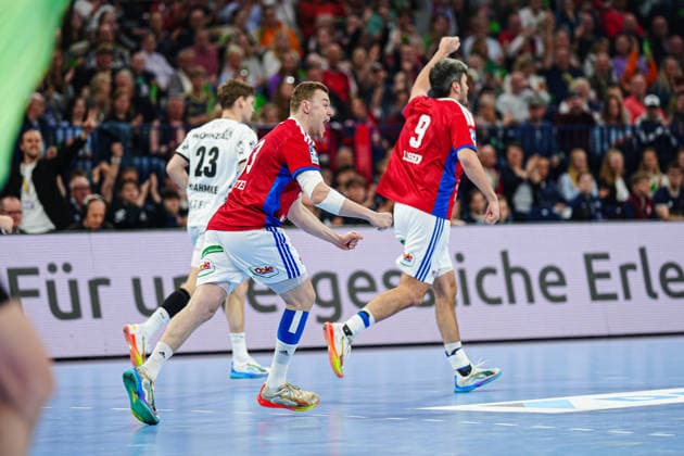Torjubel Moritz Sauter (Handball Verein Hamburg, 33) GER, Handball Sport Verein Hamburg vs. THW Kiel, Handball, 1. Bundesliga, Spieltag 28, Saison 2025 2026, 12.04.2026 GER, Handball Sport Verein Hamburg vs. THW Kiel, Handball, 1. Bundesliga, Spieltag 28, Saison 2025 2026, 12.04.2026 Hamburg Copyright: xEibner-Pressefoto MarcelxvonxFehrnx EP_MFN
