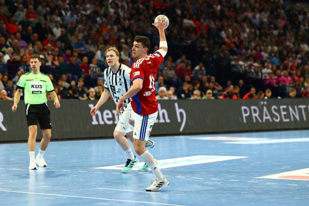 Handball I Herren I Saison 2025 2026 I Bundesliga I 28. Spieltag I HSV Hamburg - THW Kiel I 12.04.2026 Nicolaj Jorgensen (11, HSV Hamburg) Hamburg Barclaycard Arena Hamburg Deutschland Copyright: xLobeca RalfxHomburgx