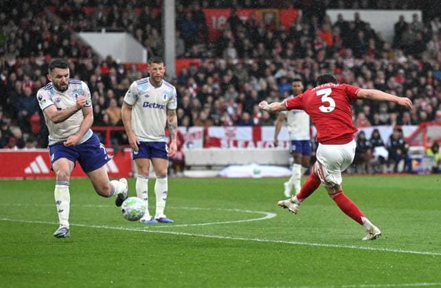 Neco Williams of Nottingham Forest scores the team s first goal Nottingham Forest v Aston Villa, Premier League, Football, City Ground, Nottingham, UK - 12 Apr 2026Nottingham City Ground United Kingdom EDITORIAL USE ONLY No use with unauthorised audio, video, data, fixture lists, club league logos or live services. Online in-match use limited to 120 images, no video emulation. No use in betting, games or single club league player publications. Copyright: xAnnaxGowthorpe Shutterstockx 16823615r