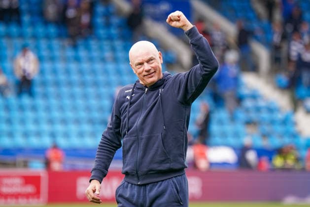 Deutschland: Fussball 2. Bundesliga 2025 - 2026, 29. Spieltag - VfL Bochum vs Eintracht Braunschweig - Vonovia Ruhrstadion: Uwe Rösler Uwe Roesler Uwe Rosler (Trainer, VfL Bochum) Freude, Emotionen, Jubel, Geste, Gestik, Emotion