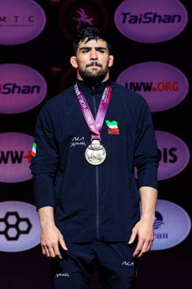 Senior Wrestling Asian Championships Podium 92kg FS - Gold: Mohammadmobin Gholamali Azimi (IRI)