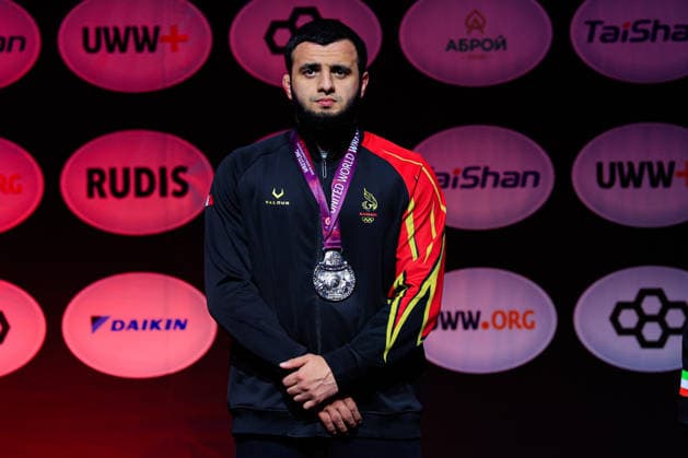 Senior Wrestling Asian Championships Podium 92kg FS - Silver: Magomed Sharipov (BRN)