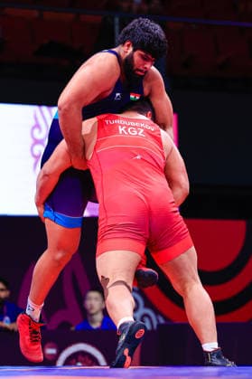 Senior Wrestling Asian Championships 125kg FS - Dinesh Dinesh (IND) df. Arslanbek Turdubekov (KGZ)