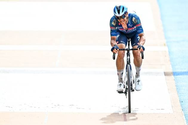 Belgian Jasper Stuyven of Soudal Quick-Step crosses the finish line at the men s Paris-Roubaix cycling race, Sunday 12 April 2026, around Roubaix, France. The 123rd edition of Paris-Roubaix cycling races will take on Sunday, with the women riding 143,1 km the men riding 258,3 km on Sunday. JASPERxJACOBS  x170566424x
