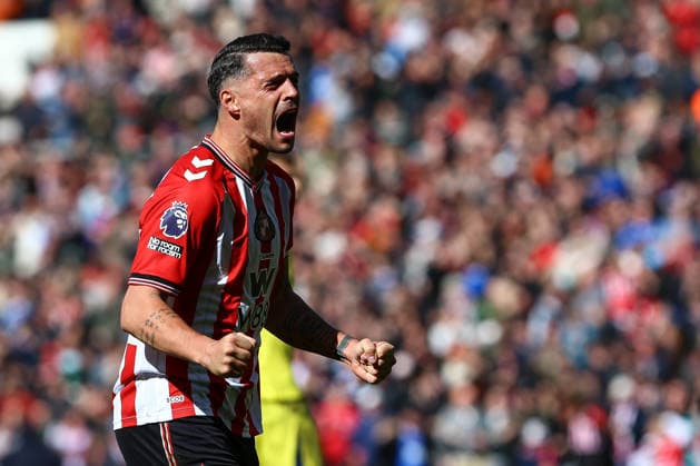 SUNDERLAND, ENGLAND, APRIL 12: Granit Xhaka of Sunderland AFC celebrates Nordi Mukiele?s opening goal during a Premier League 2025-26 match between Sunderland and Tottenham Hotspur at Stadium of Light on April 12, 2026 in Sunderland, England. (Photo by Zach Forster Sports Press Photo) Copyright: xZachxForster SportsxPressxPhotox Sportspressphoto_SPR128088