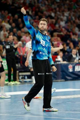 Handball 1. Handball-Bundesliga, Daikin HBL 2025 2026 - Handball Verein Hamburg (HSVH) vs. THW Kiel Torwart Gonzalo Perez de Vargas (Kiel) jubelt . Barclays Arena Hamburg Hamburg Foto: Frank Schoof
