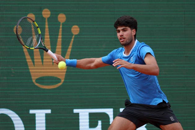 Rolex Monte-Carlo Masters - Day Eight Carlos Alcaraz of Spain plays a forehand during his Final match against Jannik Sinner of Italy on day Eight of the Rolex Monte-Carlo Masters at Monte-Carlo Country Club on April 12, 2026 in Monte-Carlo, Monaco. Monaco Monte-Carlo Country Club Monte_Carlo Monaco Copyright: xAllstarxPicturexLibraryxLtdx