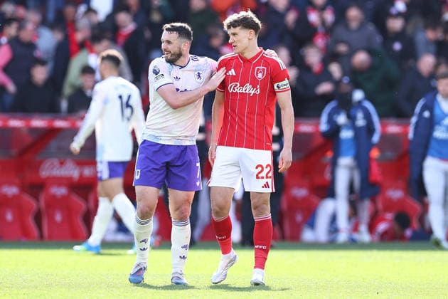 Nottingham Forest v Aston Villa, Premier League John McGinn of Aston Villa with Ryan Yates of Nottingham Forest after the Nottingham Forest v Aston Villa Premier League match at the City Ground, West Bridgford, England on 12 April 2026 Credit: Ryan Crockett Every Second Media Editorial use only. All images are copyright Every Second Media Limited. No images may be reproduced without prior permission. All rights reserved. Premier League and Football League images are subject to licensing agreements with Football DataCo Limited. see https: www.football-dataco.com Copyright: xIMAGO EveryxSecondxMediax ESM-1903-0057 RyanxCrockettx xEveryxSecondxMediax