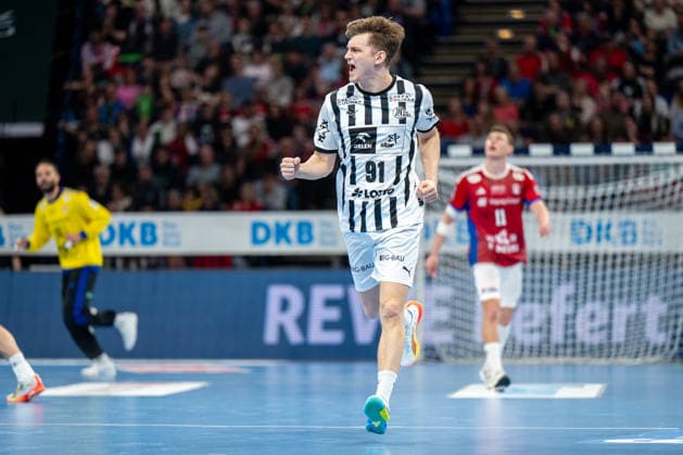 12.04.2026, xdobgx, Handball Daikin HBL, Handball Verein Hamburg - THW Kiel v.l. Bence Imre (Kiel, 91) Jubel, Torjubel, jubelt ueber das Tor, celebrate the goal, celebration