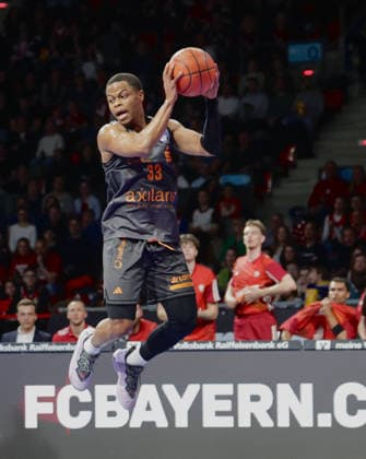 Chemnitz 33 WASHINGTON. Basketball: Bayern - Chemnitz. Bundesliga, FC Bayern Basketball - Niners Chemnitz, 29.Spieltag, Saison 2025-2026, 12.4.2026, in Muenchen, B M W P A R K, Deutschland. Quelle Copyright Credit : Oryk HAIST