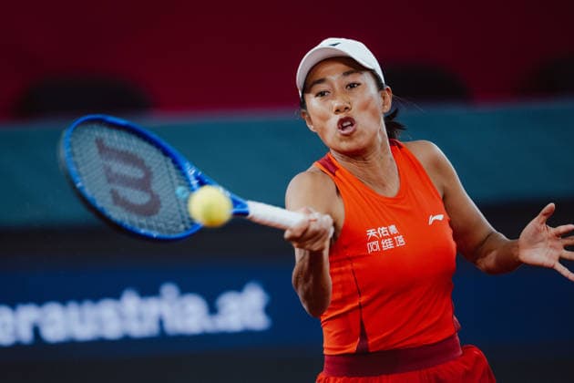 TENNIS - WTA, Tennis Damen Upper Austria Ladies Linz LINZ,AUSTRIA,12.APR.26 - TENNIS - WTA Tour, Upper Austria Ladies Linz. Image shows Shuai Zhang (CHN).  GEPAxpictures xAlexanderxSolc