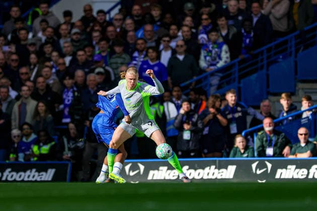 Chelsea v Manchester City, Premier League Erling Haaland (9) of Manchester City during the Premier League match between Chelsea and Manchester City at Stamford Bridge, London, UK on 12 April 2026. Editorial use only DataCo restrictions apply See www.football-dataco.com , Copyright: xNigelxKeenex PSI-24056-0055