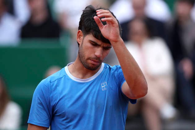 Rolex Monte-Carlo Masters - Day Eight Carlos Alcaraz of Spain looks dejected during his Final match against Jannik Sinner of Italy on day Eight of the Rolex Monte-Carlo Masters at Monte-Carlo Country Club on April 12, 2026 in Monte-Carlo, Monaco. Monaco Monte-Carlo Country Club Monte_Carlo Monaco Copyright: xAllstarxPicturexLibraryxLtdx