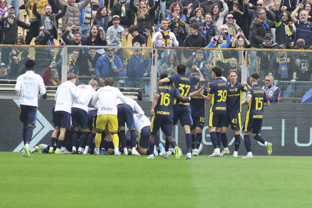 CALCIO - Serie A - Parma Calcio vs SSC Napoli Gabriel Strefezza of Parma AC celebrates after scoring during Parma Calcio vs SSC Napoli, 32Â° Serie A Enilive 2025-26 game at New Balance Arena in Parma (PR), Italy, on April 12, 2026. Parma Italy  Copyright: xIPAxSport ABACAx