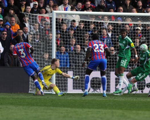Football - 2025 2026 Premier League - Crystal Palace vs. Newcastle United - Selhurst Park - Sunday 12th April 2026 Tyrick Mitchell sets up Jean Philippe Mateta of Crystal Palace for his first goal his goal 