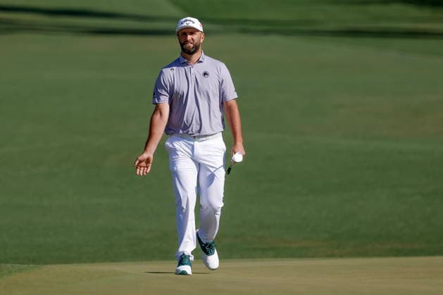 Golf - Masters Tournament round 4 Jon Rahm of Spain reacts after putting on the second hole during the final round of the 2026 Masters Tournament at the Augusta National Golf Club in Augusta, Georgia, USA, 12 April 2026. AUGUSTA GEORGIA United States  Copyright: xERIKxS.xLESSERx