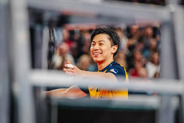 Volleyball Herren Bundesliga Playoffs Halbfinale 2025 2026 SVG Lüneburg vs. SWD powervolleys Düren 12.04.2026 Sho Takahashi ( 21 SVG Lüneburg) lächelt