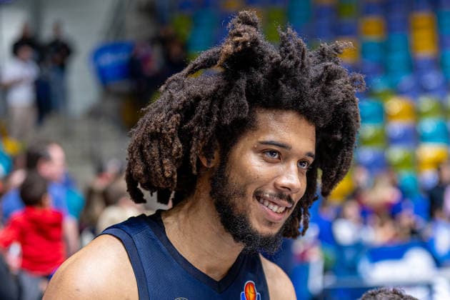 Basketball Bundesliga BBL, Frankfurt Skyliners vs. MLP Academics Heidelberg, Süwag Energie Arena Frankfurt am Main; 12.04.2026 Basketball Bundesliga BBL, Frankfurt am Main, Germany - 12.04.2026: Tyger Campbell (Frankfurt Skyliners, 00) nach dem Spiel, Porträt, Basketball Bundesliga BBL, Spiel der Frankfurt Skyliners vs. MLP Academics Heidelberg, Süwag Energie Arena Frankfurt am Main Copyright: xBEAUTIFULxSPORTS Freudensteinx