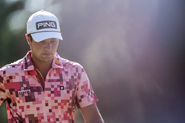 260412 Viktor Hovland of Norway looks dejected during the final round of the 2026 Masters Golf Tournament on April 12, 2026 in Augusta. Photo: Petter Arvidson BILDBYRAN kod PA PA1196 golf masters bbeng the masters augusta norge norway depp Copyright: PETTERxARVIDSON BB260412PA013