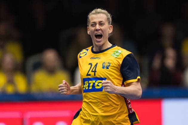 260412 Nathalie Hagman of Sweden celebrates during the women s EHF EURO Qualification, EM, Europameisterschaft handball match between Sweden and Lithuania on April 12, 2026 in Kosta. Photo: Suvad Mrkonjic BILDBYRAN COP 170 SM0457 handball handboll handball kval em em-kval qualification womens ehf euro qualification sverige sweden litauen lithuania dam bbeng jubel sverige sweden celebrates Copyright: SUVADxMRKONJIC BB260412SM019
