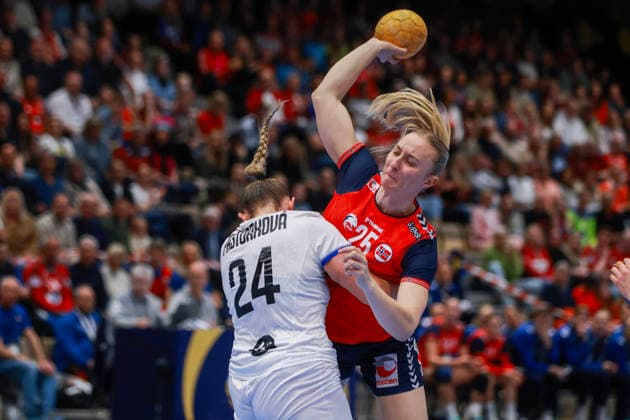 Handball, EHF EURO Cup: Norway - Slovakia Kristiansand 20260412. Norway s Henny Ella Reistad during the handball match in the EHF Euro Cup for women between Norway and Slovakia in Aquarama in Kristiansand. The photo was taken on behalf of the Norwegian Handball Association. Photo: Trond R. Teigen NTB Kristiansand Norway EDITORIAL USE ONLY. RESTRICTED USE FOR BETTING COMPANIES Ref:_SPODk0D1WmLaT4.jpg *** Handball, EHF EURO Cup Norway Slovakia Kristiansand 20260412 Norway s Henny Ella Reistad during the handball match in the EHF Euro Cup for women between Norway and Slovakia in Aquarama in Kristiansand The photo was taken on behalf of the Norwegian Handball Association Photo Trond R Teigen NTB Kristiansand Norway EDITORIAL USE ONLY RESTRICTED USE FOR BETTING COMPANIES  Copyright: xTrondxR.xTeigenx xNTBx
