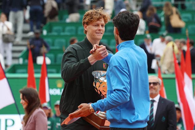 Jannick Sinner Wins Rolex Monte-Carlo Masters 2026 Finale - Monaco Jannik Sinner (ITA) wins the Rolex Monte-Carlo Masters 2026 finale against Carlos Alcaraz (ESP) at Monte-Carlo Country Club on April 12, 2026 in Monte-Carlo, Monaco. Photo by Felice Calabro IPA ABACAPRESS.COM Monte-Carlo Monaco  Copyright: xIPA ABACAx