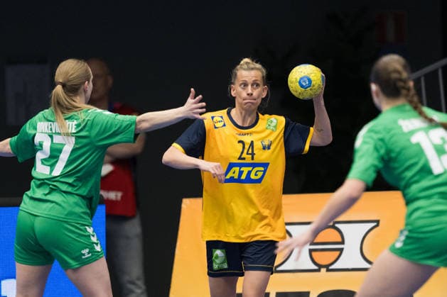 260412 Nathalie Hagman of Sweden during the women s EHF EURO Qualification, EM, Europameisterschaft handball match between Sweden and Lithuania on April 12, 2026 in Kosta. Photo: Suvad Mrkonjic BILDBYRAN COP 170 SM0457 handball handboll handball kval em em-kval qualification womens ehf euro qualification sverige sweden litauen lithuania dam bbeng sverige sweden Copyright: SUVADxMRKONJIC BB260412SM039