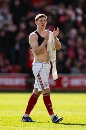 12th April 2026; The City Ground, Nottingham, England; Premier League Football, Nottingham Forest versus Aston Villa; Elliot Anderson of Nottingham Forest applauds the home fans after the final whistle GodfreyxPitt