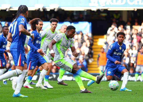 12th April 2026; Stamford Bridge, Chelsea, London, England: Premier League Football, Chelsea versus Manchester City; Marc Guehi of Manchester City scoring his sides 2nd goal in the 57th minute to make it 2-0 JPxFletcher