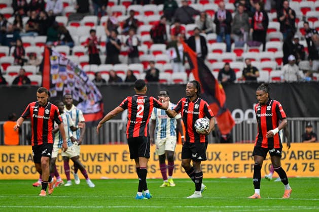 FOOTBALL : OGC Nice VS Le Havre AC - Ligue 1 McDonald s - 12 04 2026 Joy OGCN - But Ali Abdi - Ligue 1 McDonald™s match between OGC Nice and Le Havre Athletic Club on April 12, 2026 at the Allianz Riviera Stadium in Nice. NiceFrance  Copyright: xWilliamxCannarellax