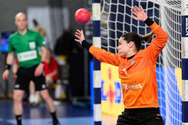 HANDBALL - EHF EURO Quali, AUT vs GRE LINZ,AUSTRIA,12.APR.26 - HANDBALL - EHF Women s European Championship, EM, Europameisterschaft qualification, OEHB international match, Länderspiel, Nationalmannschaft Austria vs Greece. Image shows Nikolina Kepesidou (GRE).  GEPAxpictures xDanielaxMoser