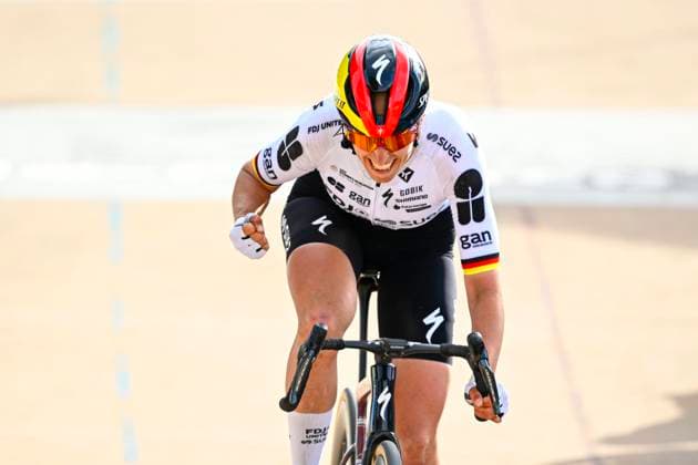 Paris - Roubaix Hauts-de-France Women 2026 Cycling Race ROUBAIX, FRANCE - APRIL 12 : Koch Franziska (GER) of FDJ United - SUEZ celebrating her victory during the 6th edition of Paris - Roubaix Hauts-de-France Women an UCI Women s World Tour 1.WWT one day cycling road race for Women Elite of 143 km with start in Denain and finish in Roubaix on April 12, 2026 in Roubaix, France, 12 04 2026 Roubaix France  Copyright: xTomasxSiskx