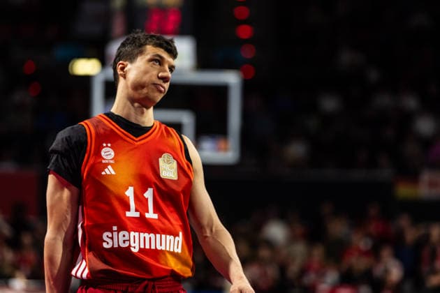GER, easy-Credit Basketball-Bundesliga, FC Bayern München Basketball - Niners Chemnitz. 12.04.2026, BMW Park, München, GER, easy-Credit Basketball-Bundesliga, FC Bayern München Basketball - Niners Chemnitz. Vladimir LuÄiÄ‡ Vladimir Lucic (FC Bayern München Basketball 11) Foto Alexander Trienitz München BMW Park Bayern Deutschland