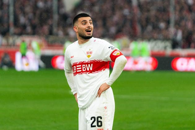 Fussball: Bundesliga, 29. Spieltag, VfB Stuttgart - Hamburger SV am 12.04.2026 in Stuttgart (MHP-Arena), Deutschland, Saison 2025 2026: Deniz Undav (VfB Stuttgart, 26) Stuttgart MHP-Arena Deutschland *** Soccer Bundesliga, Matchday 29, VfB Stuttgart Hamburger SV on 12 04 2026 in Stuttgart MHP Arena , Germany, Season 2025 2026 Deniz Undav VfB Stuttgart, 26 Stuttgart MHP Arena Germany Copyright: xPhilippxImhofx