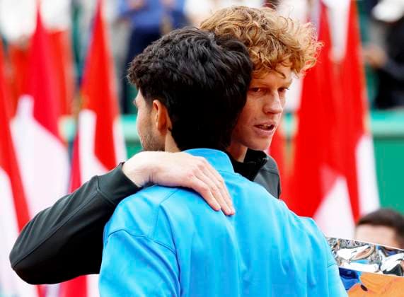 Rolex Monte-Carlo Masters PHOTOPQR NICE MATIN Dylan Meiffret ; Roquebrune Cap-Martin ; 12 04 2026 ; 119e edition du Rolex Monte-Carlo Masters de Tennis. Matchs du 8e jour. ICI : Finale du simple, Jannik Sinner remporte le trophe face a Carlos Alcaraz Roquebrune Cap-Martin France  Copyright: xPHOTOPQR NICExMATIN MAXPPPxDylanxMeiffretx 20260412NIM0857 20260412NIM0857