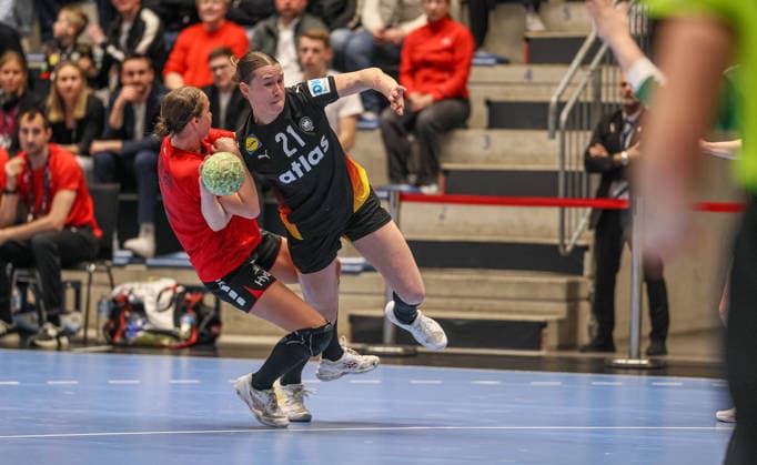 GER, Hamm, Deutschland vs Belgien, EHF EURO Qualifiers, Handball, EHF, Spielzeit 2025 2026, WESTPRESS arena, 6. Spieltag im Bild: Lena Degenhardt (Deutschland Handball Frauen 21) DFB DFL REGULATIONS PROHIBIT ANY USE OF PHOTOGRAPHS AS IMAGE SEQUENCES AND OR QUASI-VIDEO, 12.04.2026 Copyright: HMBxMedia HendrikxHamelau