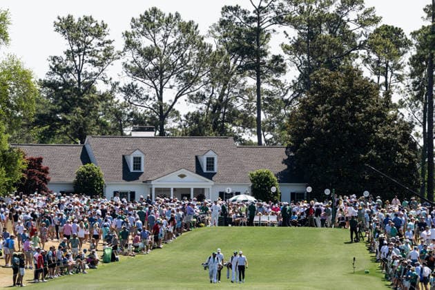 260412 Ludvig Aberg of Sweden and Brian Campbell of USA during the final round of the 2026 Masters Golf Tournament on April 12, 2026 in Augusta. Photo: Petter Arvidson BILDBYRAN kod PA PA1196 golf masters bbeng the masters augusta sweden sverige Copyright: PETTERxARVIDSON BB260412PA072