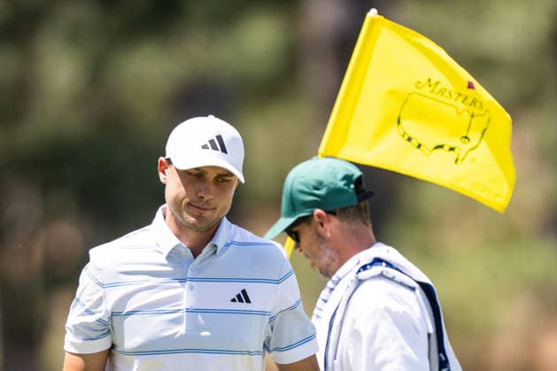 260412 Ludvig Aberg of Sweden looks dejected during the final round of the 2026 Masters Golf Tournament on April 12, 2026 in Augusta. Photo: Petter Arvidson BILDBYRAN kod PA PA1196 golf masters bbeng the masters augusta sweden sverige depp Copyright: PETTERxARVIDSON BB260412PA076
