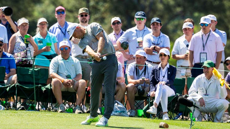 AUGUSTA 20260409 Ludvig Aberg waits for the 14th hole during the first day of competition of the US Masters at Augusta National Golf Club in the USA. Photo Christer Höglund TT code 40750 AUGUSTA USA x40750x Copyright: xChristerxHöglundx US MASTERS GOLF