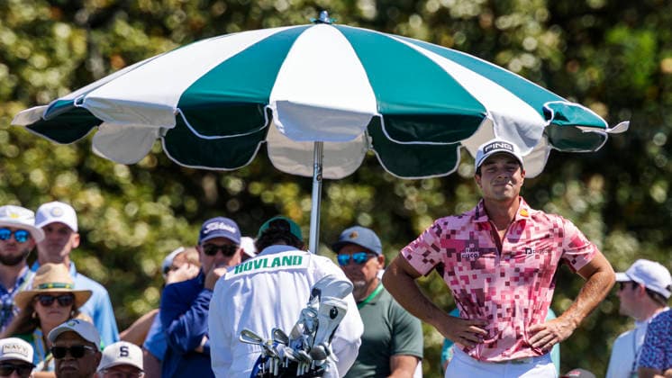 AUGUSTA 20260409 Ludvig Aberg waits for the 14th hole during the first day of competition of the US Masters at Augusta National Golf Club in the USA. Photo Christer Höglund TT code 40750 AUGUSTA USA x40750x Copyright: xChristerxHöglundx US MASTERS GOLF