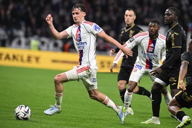 Football : Olympique Lyonnais v Lorient - French ligue 1- 12 04 2026 Morton TYLER of Lyon during the French ligue 1 match between Olympique Lyonnais and Lorient at Groupama Stadium Decines Charpieu Lyon on April 12, 2026 , France LYONFrance  Copyright: xMouradxAllilix