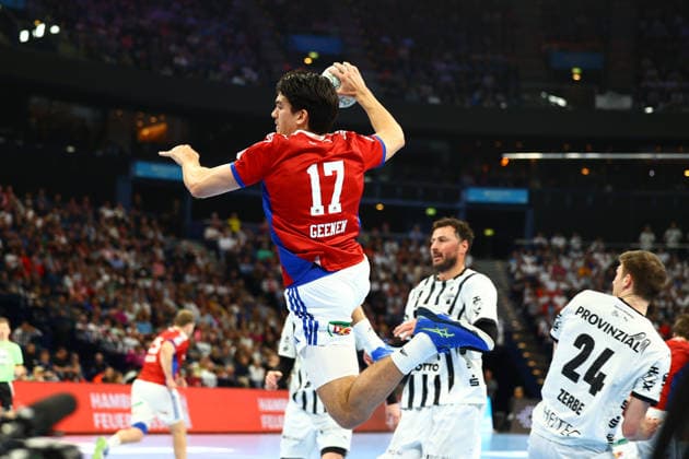 Handball I Herren I Saison 2025 2026 I Bundesliga I 28. Spieltag I HSV Hamburg - THW Kiel I 12.04.2026 Kaj Geenen (17, HSV Hamburg) Hamburg Barclaycard Arena Hamburg Deutschland Copyright: xLobeca RalfxHomburgx