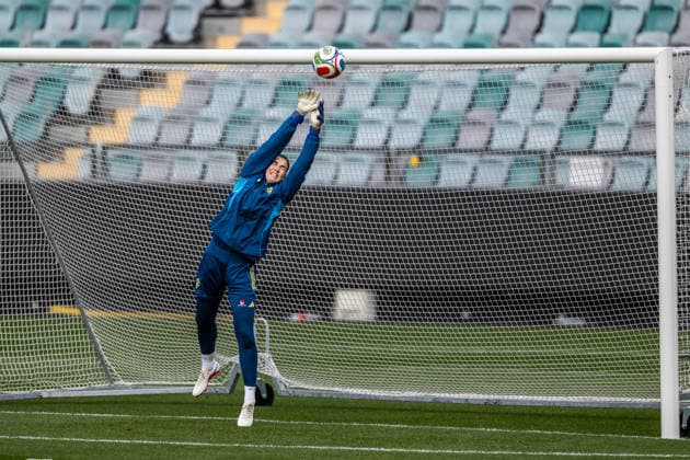 260413 Goalkeeper Zecira Musovic of the Swedish women s national football team during a training session on April 13, 2026 in Gothenburg. Photo: Mathias Bergeld BILDBYRAN kod MB MB1363 fotboll football soccer fotball vm-kval kval fifa womens world cup qualifier qualifier träning practice training sverige sweden dam bbeng women kvinner Copyright: MATHIASxBERGELD BB260413MB004