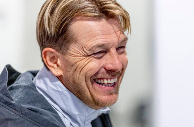 GÖTEBORG 20260413 Sveriges förbundskapten Tony Gustafsson under mandagens pressträff inför tisdagens VM-kvalmatch mot Danmark pa Gamla Ullevi i Göteborg. GÖTEBORG SVERIGE x9200x