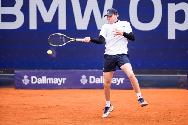 MUNICH, GERMANY - APRIL 13: Alex Michelsen (USA) during the BMW Open by Bitpanda Singles match between Arthur Rinderknech (FRA) vs Alex Michelsen (USA) at MTTC Iphitos on April 13, 2026 in Munich, Germany. Bavaria Germany Copyright: xSteffiexWunderlx