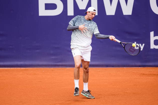 MUNICH, GERMANY - APRIL 13: Marc-Andrea Huesler (SUI) during the BMW Open by Bitpanda Singles match between Botic van de Zandschulp (NED) vs Marc-Andrea Huesler (SUI) at MTTC Iphitos on April 13, 2026 in Munich, Germany. Bavaria Germany Copyright: xSteffiexWunderlx