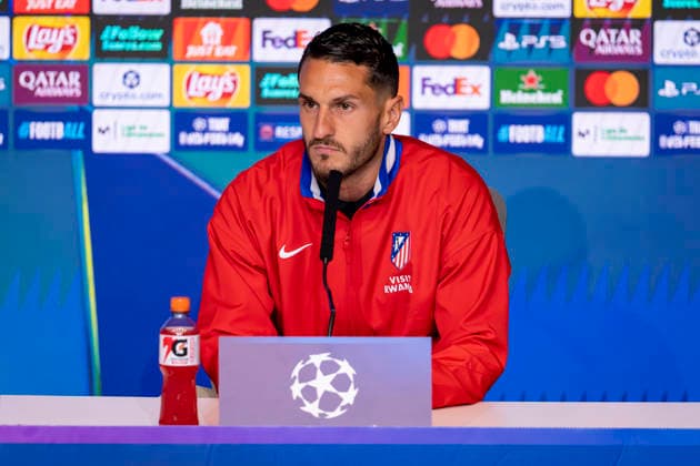 Atletico de Madrid Training Session And press conference, PK, Pressekonferenz - UEFA Champions League 2025 26 Quarter-Final Second Leg MADRID, SPAIN - APRIL 13: Jorge Resurreccion Koke speaks during the Press Conference ahead of the UEFA Champions League 2025 26 Quarter-Final Second Leg match against FC Barcelona, Barca at Estadio Riyadh Air Metropolitano on April 13, 2026 in Madrid, Spain. Madrid Estadio Riyadh Air Metropolitano Madrid Spain Copyright: xAlbertoxGardinx AGardin_20260413_Foot_Champ_Atl_Mad_Press_0134