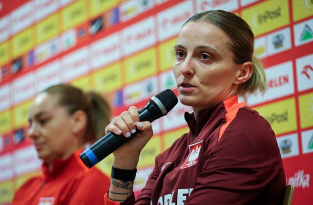Poland WNT press conference, PK, Pressekonferenz Polsat Plus Arena, Gdansk, Poland 13 4 2026 Ewelina Kamczyk Ewelina Kamczyk 13 4 2026  Copyright: x INPHO RyanxByrnex RB1_0741_1